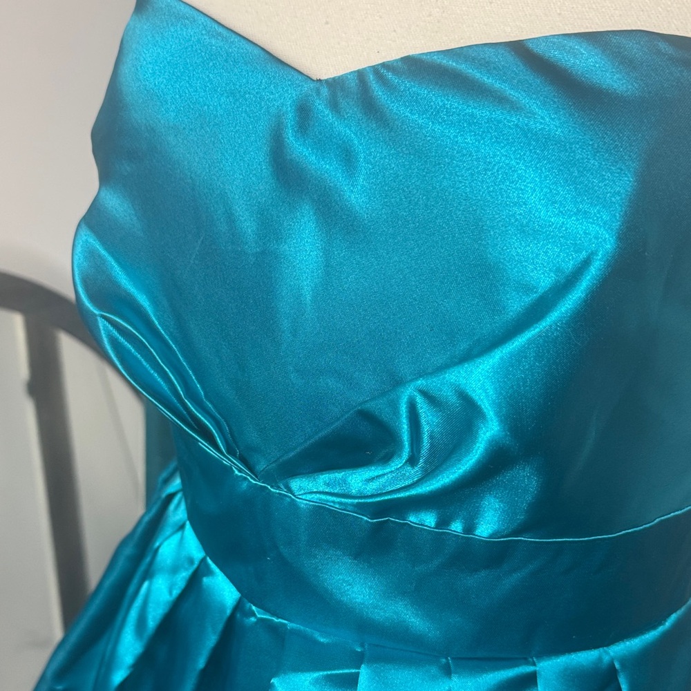 Vintage Y2K Teal Satin Strapless Mini Dress - Target - Sz L - NWT - Picture 3 of 4